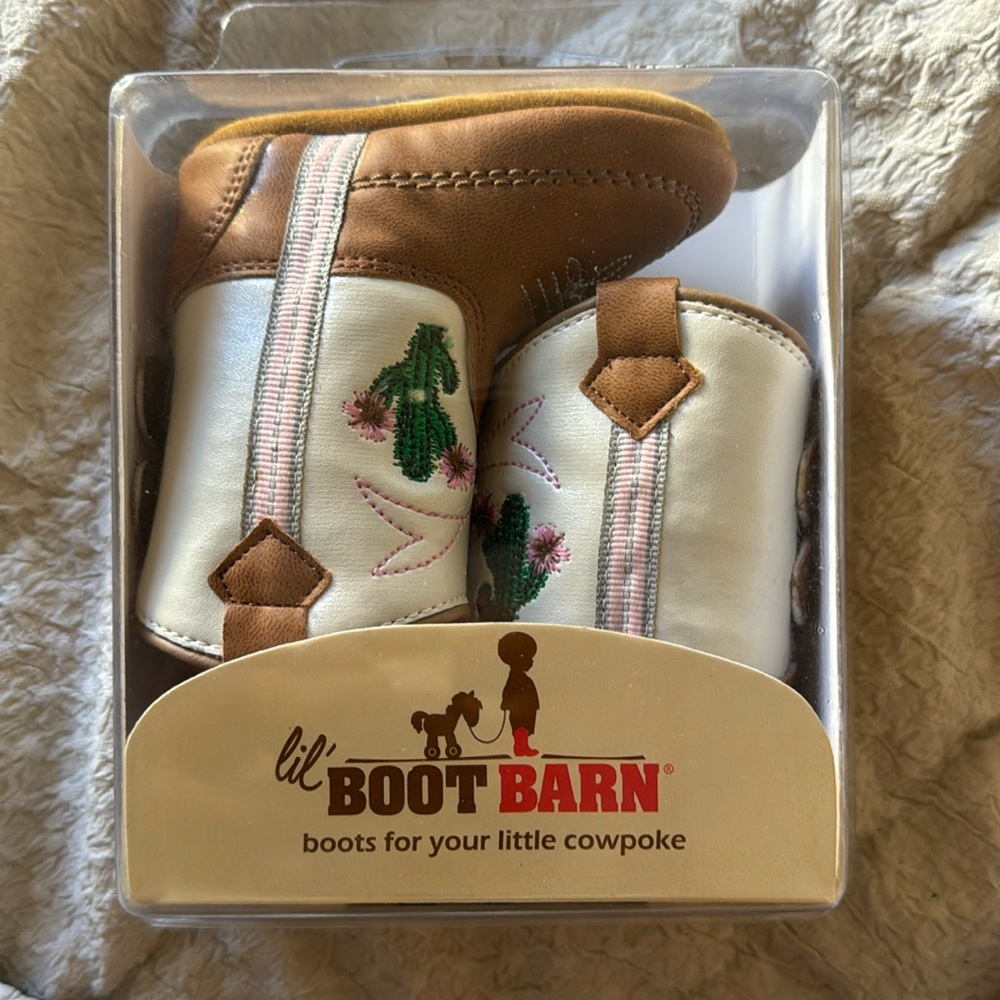 Baby Boot Barn -Brown/Pink Cactus boots